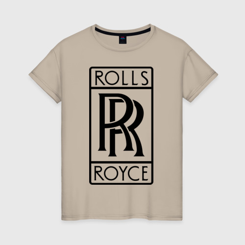 Женская футболка хлопок с принтом Rolls-Royce logo, вид спереди #2