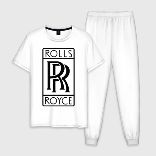 Мужская пижама с белой футболкой хлопок Rolls-Royce logo
