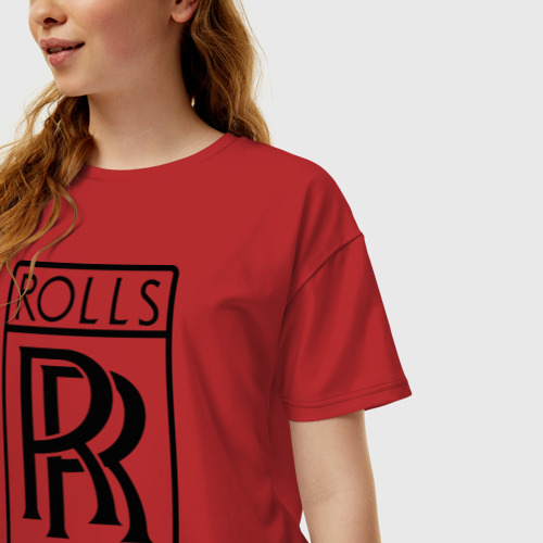 Женская футболка хлопок Oversize Rolls-Royce logo, цвет красный - фото 3