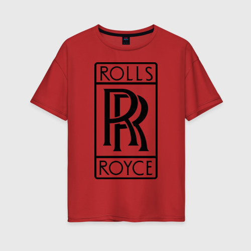 Женская футболка хлопок Oversize Rolls-Royce logo, цвет красный