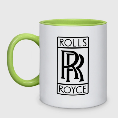 Кружка двухцветная Rolls-Royce logo, цвет белый + светло-зеленый