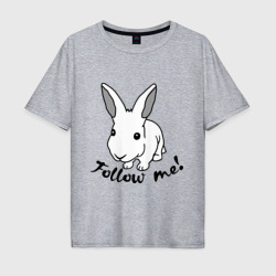 Мужская футболка хлопок Oversize Следуй за белым кроликом