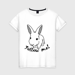 Женская футболка хлопок Следуй за белым кроликом