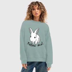 Женский свитшот oversize без начеса хлопок Следуй за белым кроликом - фото 2