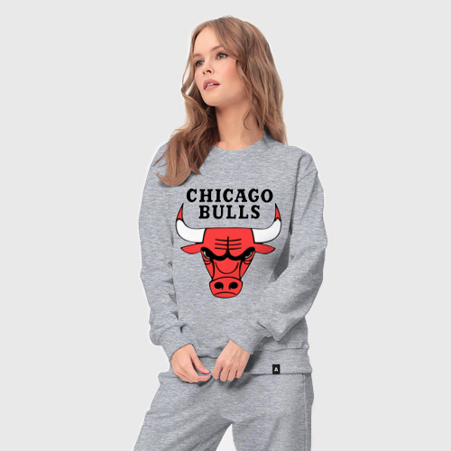 Женский костюм хлопок с принтом Chicago bulls logo, вид сбоку #3