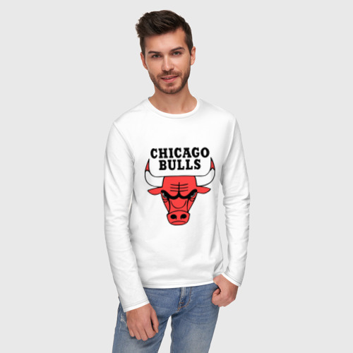 Мужской лонгслив хлопок Chicago bulls logo - фото 3