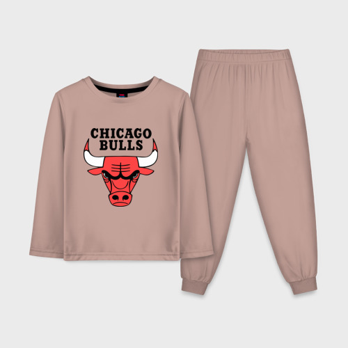 Детская пижама с лонгсливом хлопок Chicago bulls logo, цвет пыльно-розовый