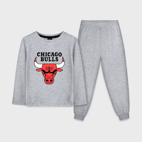 Детская пижама с лонгсливом хлопок Chicago bulls logo, цвет меланж