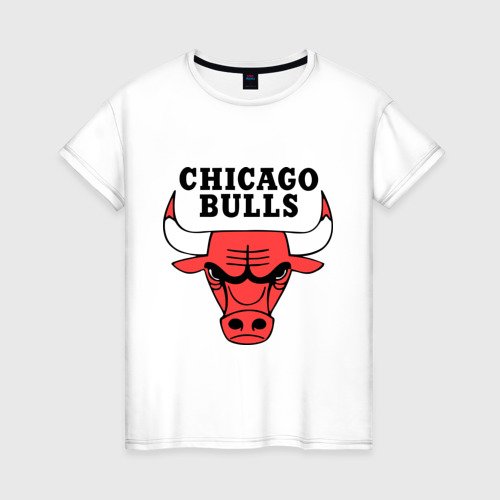 Женская футболка хлопок Chicago bulls logo, цвет белый