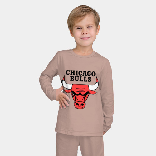 Детская пижама с лонгсливом хлопок Chicago bulls logo, цвет пыльно-розовый - фото 3