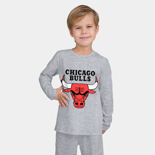 Детская пижама с лонгсливом хлопок Chicago bulls logo, цвет меланж - фото 3