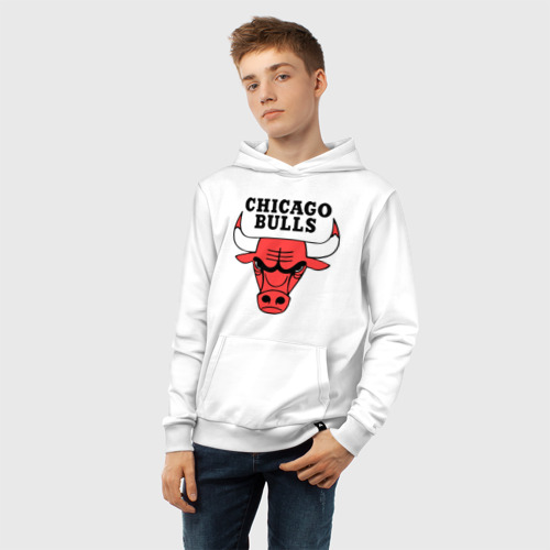 Детская толстовка хлопок Chicago bulls logo, цвет белый - фото 6