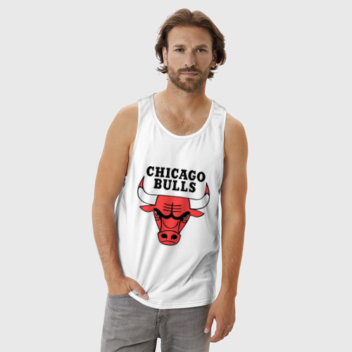 Мужская майка хлопок Chicago bulls logo, цвет белый - фото 3