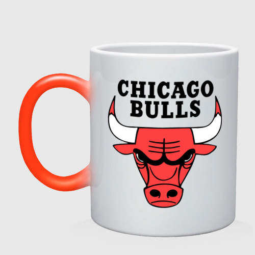 Кружка хамелеон Chicago bulls logo, цвет белый + красный