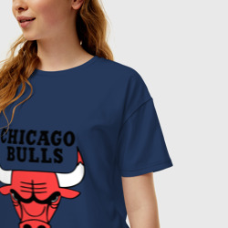 Женская футболка хлопок Oversize Chicago bulls logo - фото 2