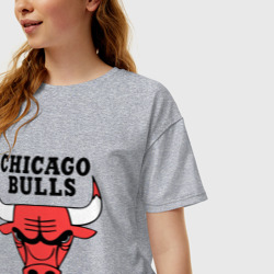 Женская футболка хлопок Oversize Chicago bulls logo - фото 2