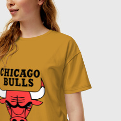 Женская футболка хлопок Oversize Chicago bulls logo - фото 2