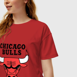 Женская футболка хлопок Oversize Chicago bulls logo - фото 2