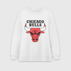 Женский свитшот oversize без начеса хлопок Chicago bulls logo