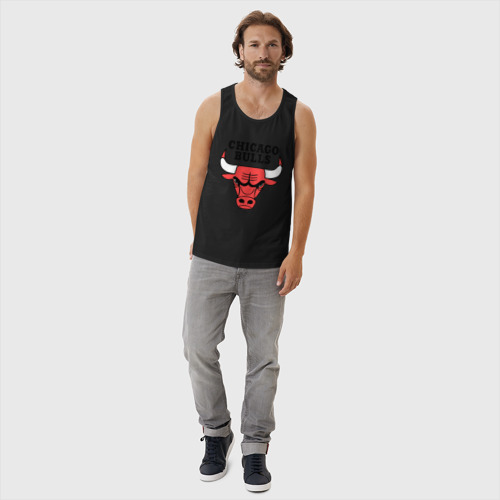 Мужская майка хлопок Chicago bulls logo, цвет черный - фото 5