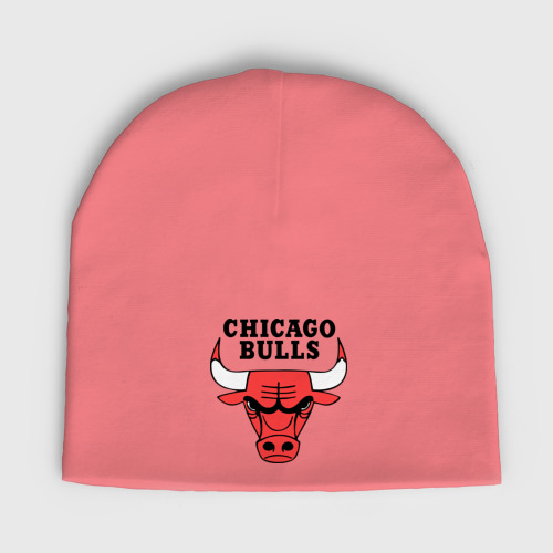 Женская шапка демисезонная Chicago bulls logo, цвет розовый