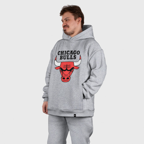 Мужской костюм oversize хлопок Chicago bulls logo, цвет меланж - фото 7