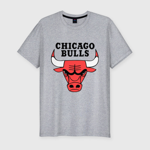 Мужская футболка хлопок Slim Chicago bulls logo, цвет меланж