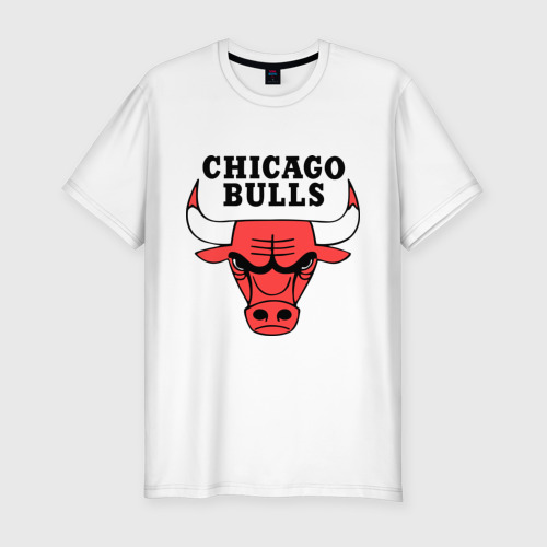 Мужская футболка хлопок Slim Chicago bulls logo, цвет белый