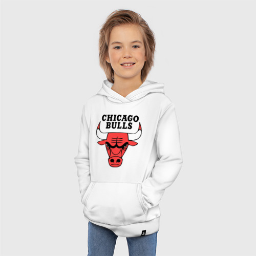 Детская толстовка хлопок Chicago bulls logo, цвет белый - фото 5