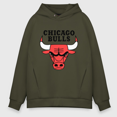 Мужское худи Oversize хлопок Chicago bulls logo, цвет хаки