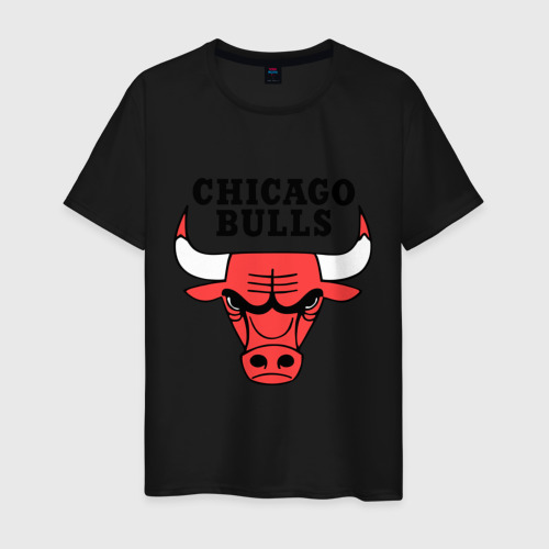 Мужская футболка хлопок Chicago bulls logo, цвет черный