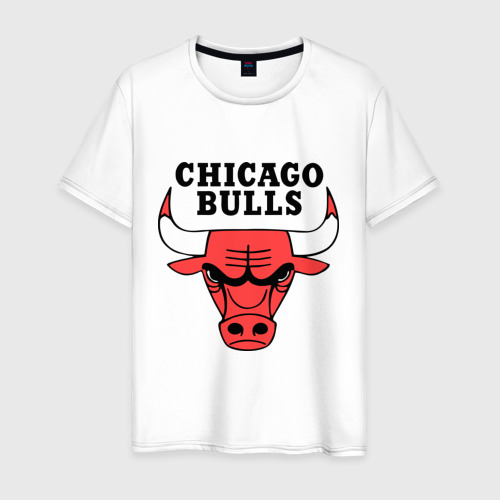 Мужская футболка хлопок Chicago bulls logo, цвет белый