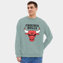 Мужской свитшот oversize без начеса хлопок Chicago bulls logo - фото 2