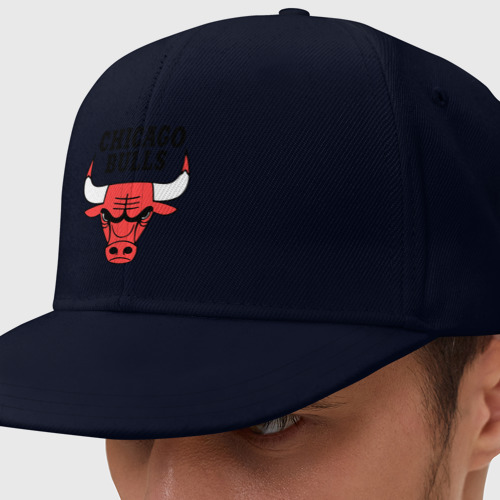 Кепка снепбек с прямым козырьком Chicago bulls logo, цвет темно-синий