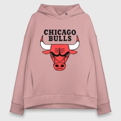 Женское худи Oversize хлопок Chicago bulls logo