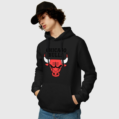 Мужская толстовка хлопок Chicago bulls logo, цвет черный - фото 3