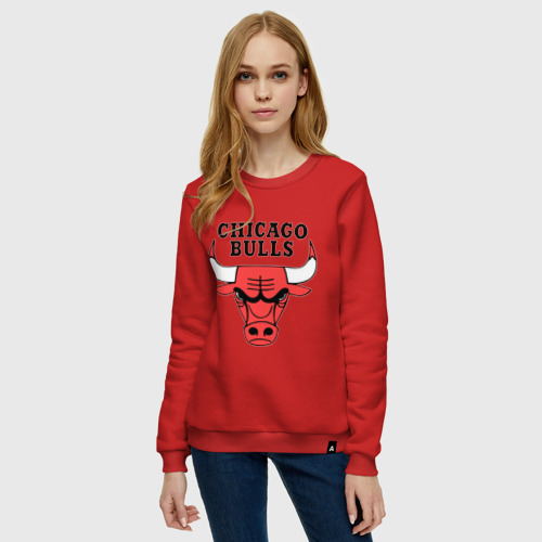 Женский свитшот хлопок Chicago bulls logo, цвет красный - фото 3