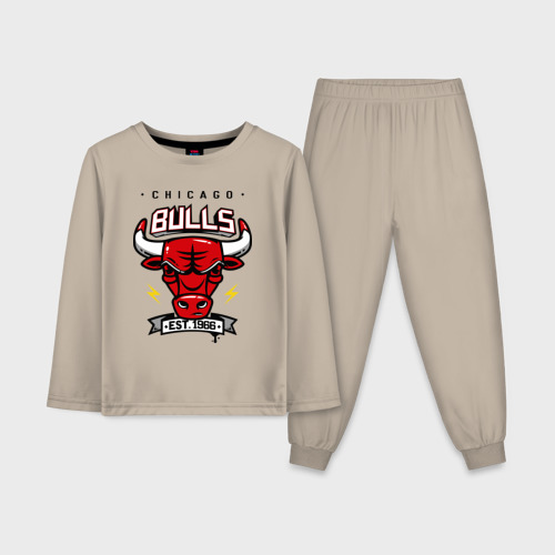 Детская пижама с лонгсливом хлопок Chicago bulls swag, цвет миндальный