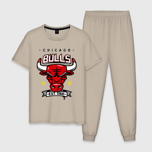 Мужская пижама хлопок Chicago bulls swag, цвет миндальный