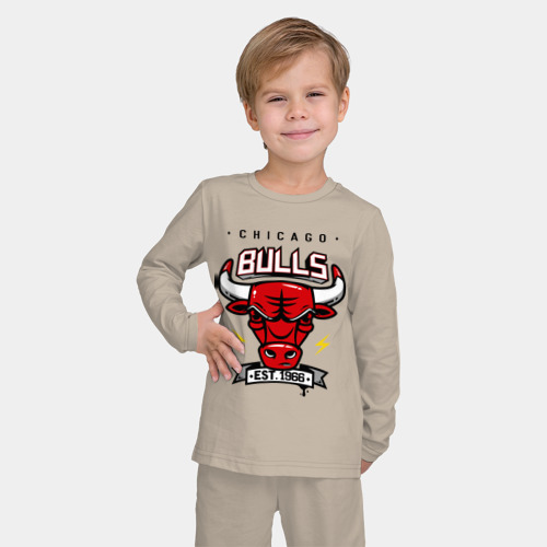 Детская пижама с лонгсливом хлопок Chicago bulls swag, цвет миндальный - фото 3