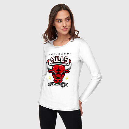 Женский лонгслив хлопок Chicago bulls swag, цвет белый - фото 3