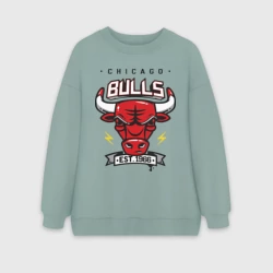 Женский свитшот oversize без начеса хлопок Chicago bulls swag