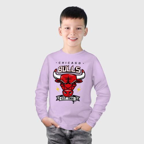 Детский лонгслив хлопок с принтом Chicago bulls swag, фото на моделе #1