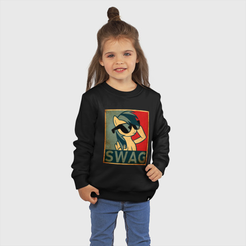 Детский свитшот хлопок Swag Pony, цвет черный - фото 3