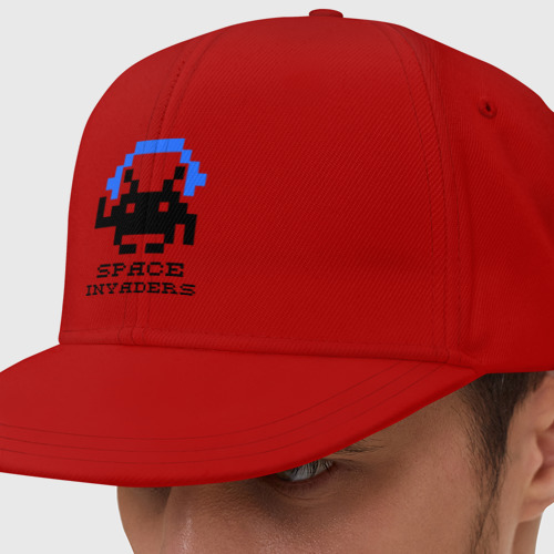 Кепка снепбек с прямым козырьком Космический захватчик (space invaders), цвет красный