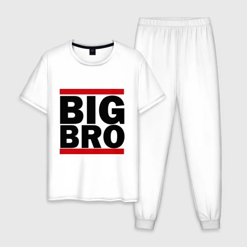 Мужская пижама с белой футболкой хлопок Big BRO