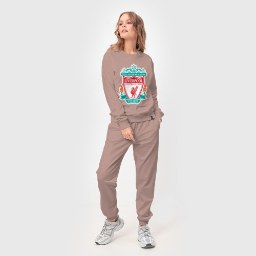 Женский костюм хлопок Liverpool logo, цвет пыльно-розовый - фото 3