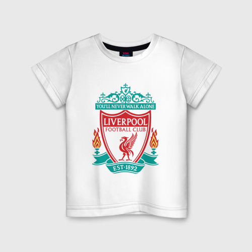 Детская футболка хлопок Liverpool logo, цвет белый