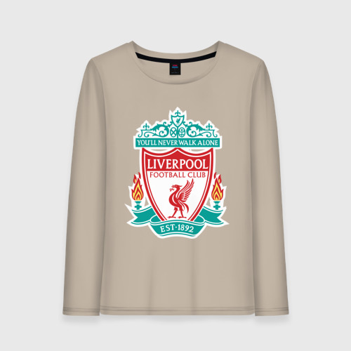 Женский лонгслив хлопок Liverpool logo, цвет миндальный