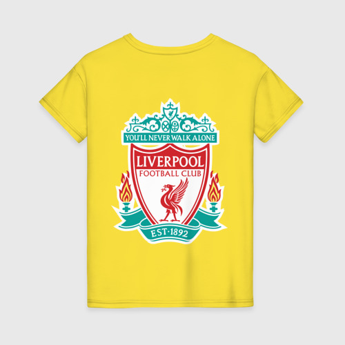 Женская футболка хлопок Liverpool logo, цвет желтый - фото 2